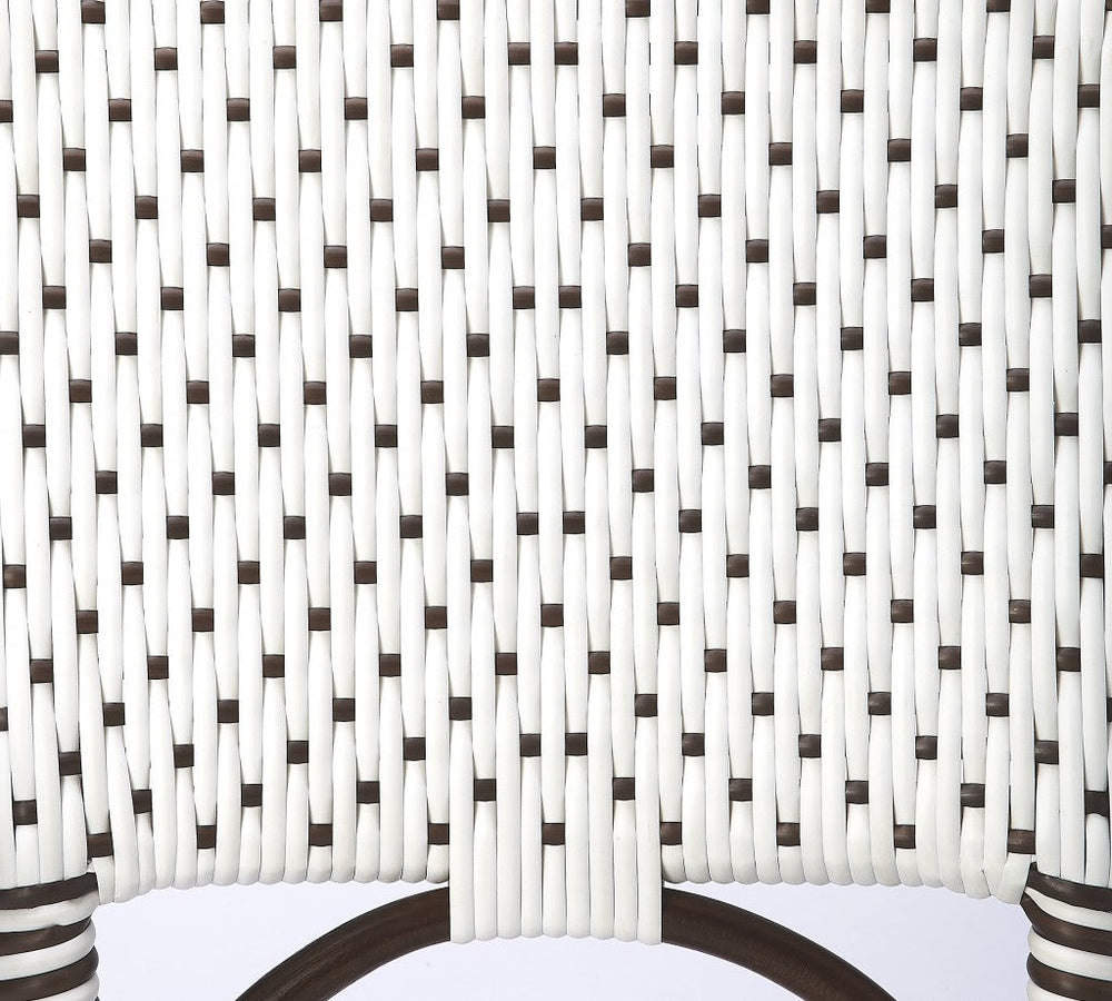 28" White And Dark Brown Rattan Bar Chair Image 2