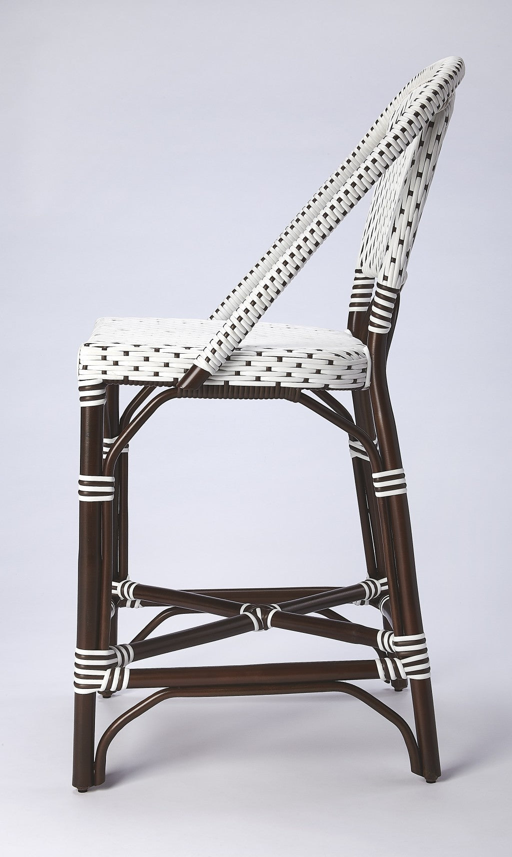 28" White And Dark Brown Rattan Bar Chair Image 4