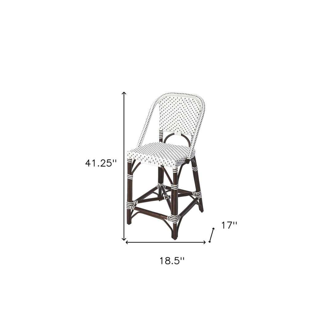 28" White And Dark Brown Rattan Bar Chair Image 8