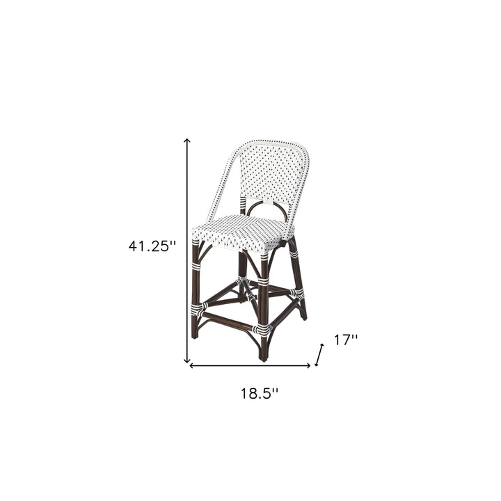 28" White And Dark Brown Rattan Bar Chair Image 8