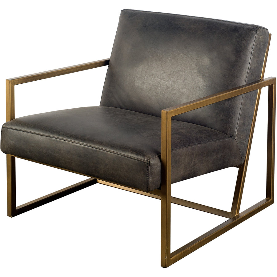 32" Black And Gold Leather Lounge Chair Image 1