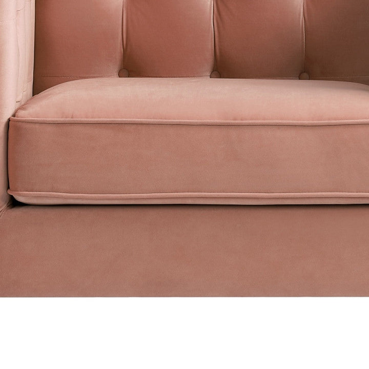 34" Blush And Black Velvet Tufted Club Chair Image 10