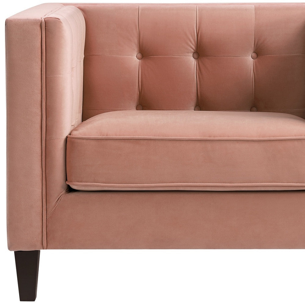 34" Blush And Black Velvet Tufted Club Chair Image 11