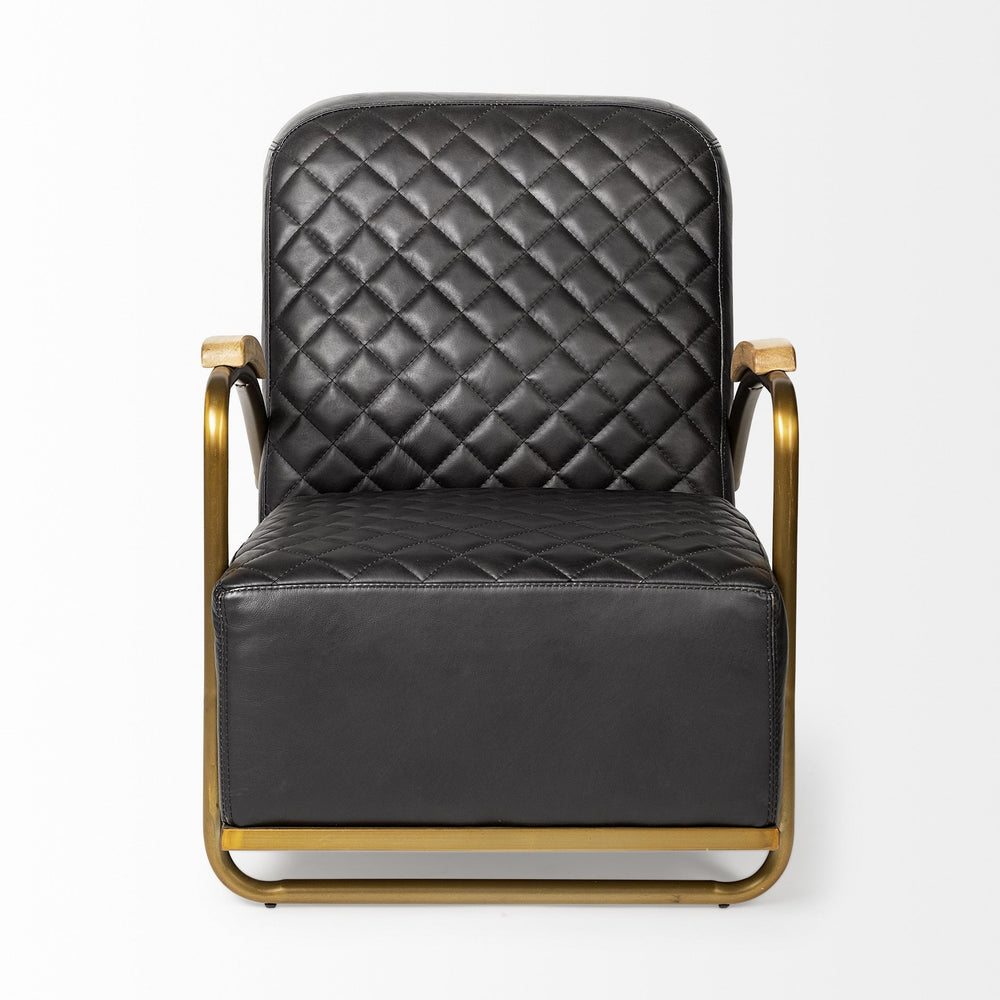36" Black And Gold Leather Lounge Chair Image 2