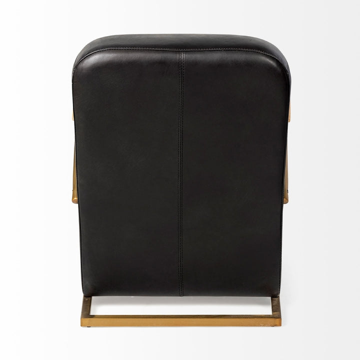 36" Black And Gold Leather Lounge Chair Image 4