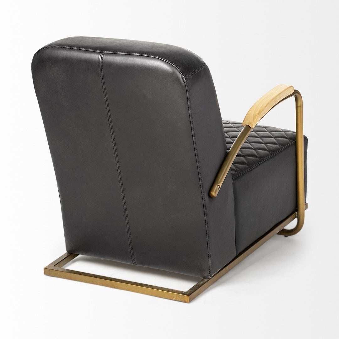 36" Black And Gold Leather Lounge Chair Image 5