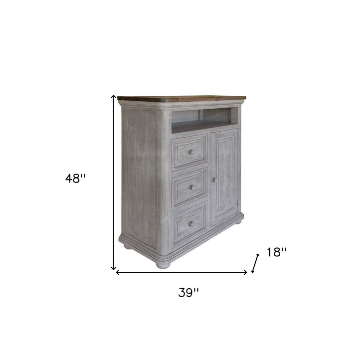 39" Gray Solid Wood Three Drawer Chest Image 4