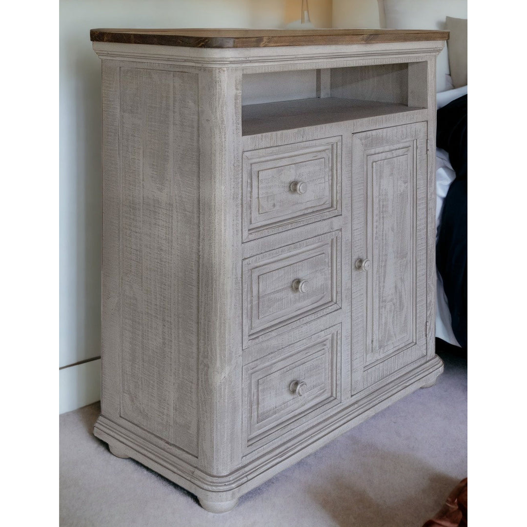 39" Gray Solid Wood Three Drawer Chest Image 5