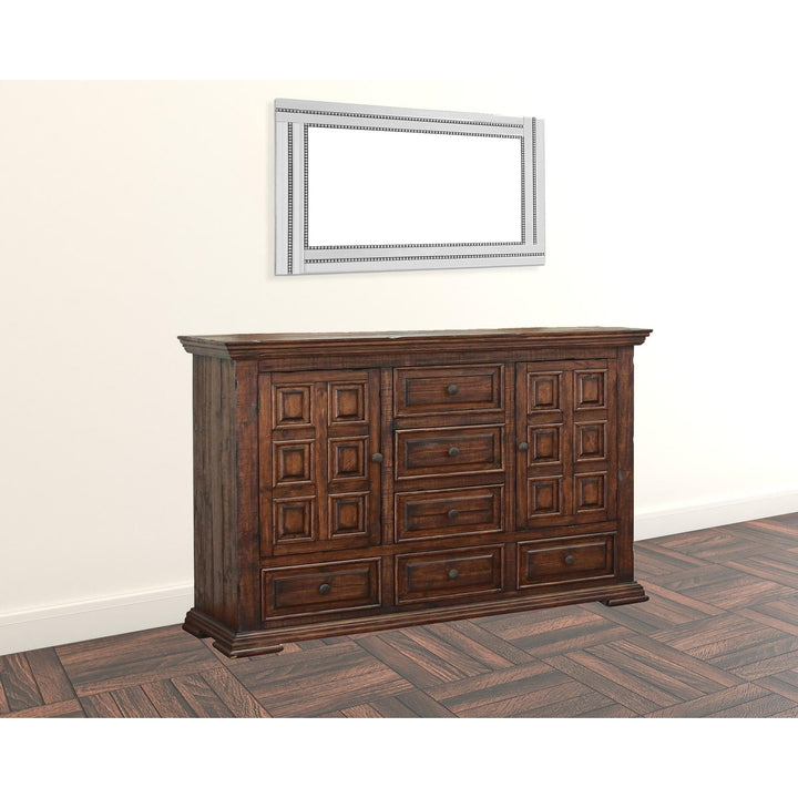 50" Chocolate Solid Wood Six Drawer Triple Dresser Image 5