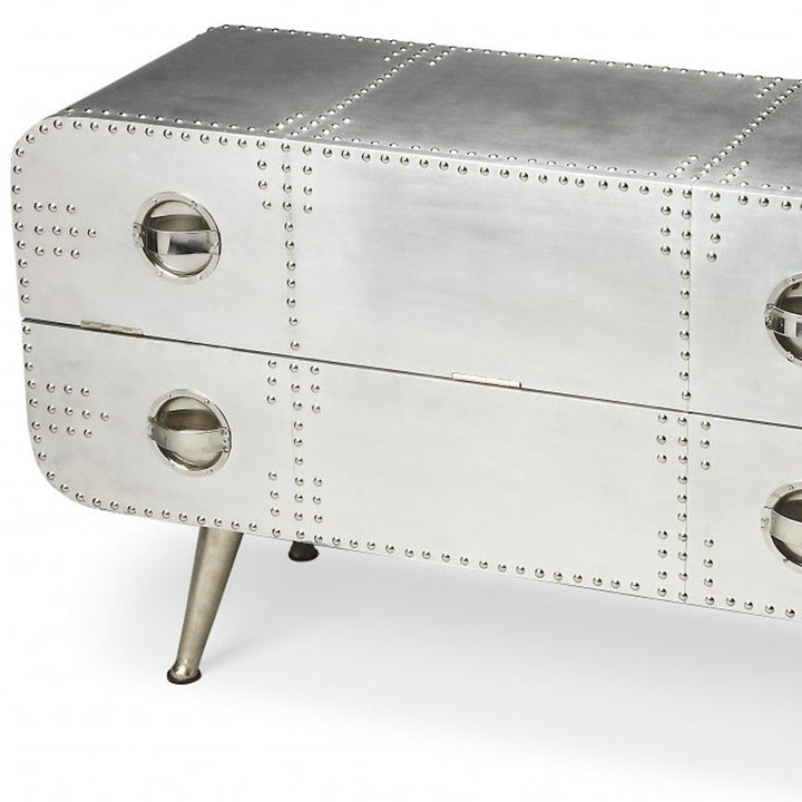 43" Silver Metal Two Drawer Chest Image 8