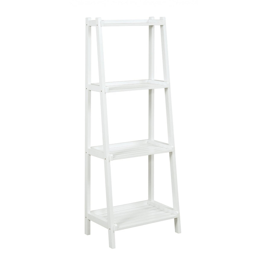 60" Ladder Bookcase With 4 Shelves In White Image 1