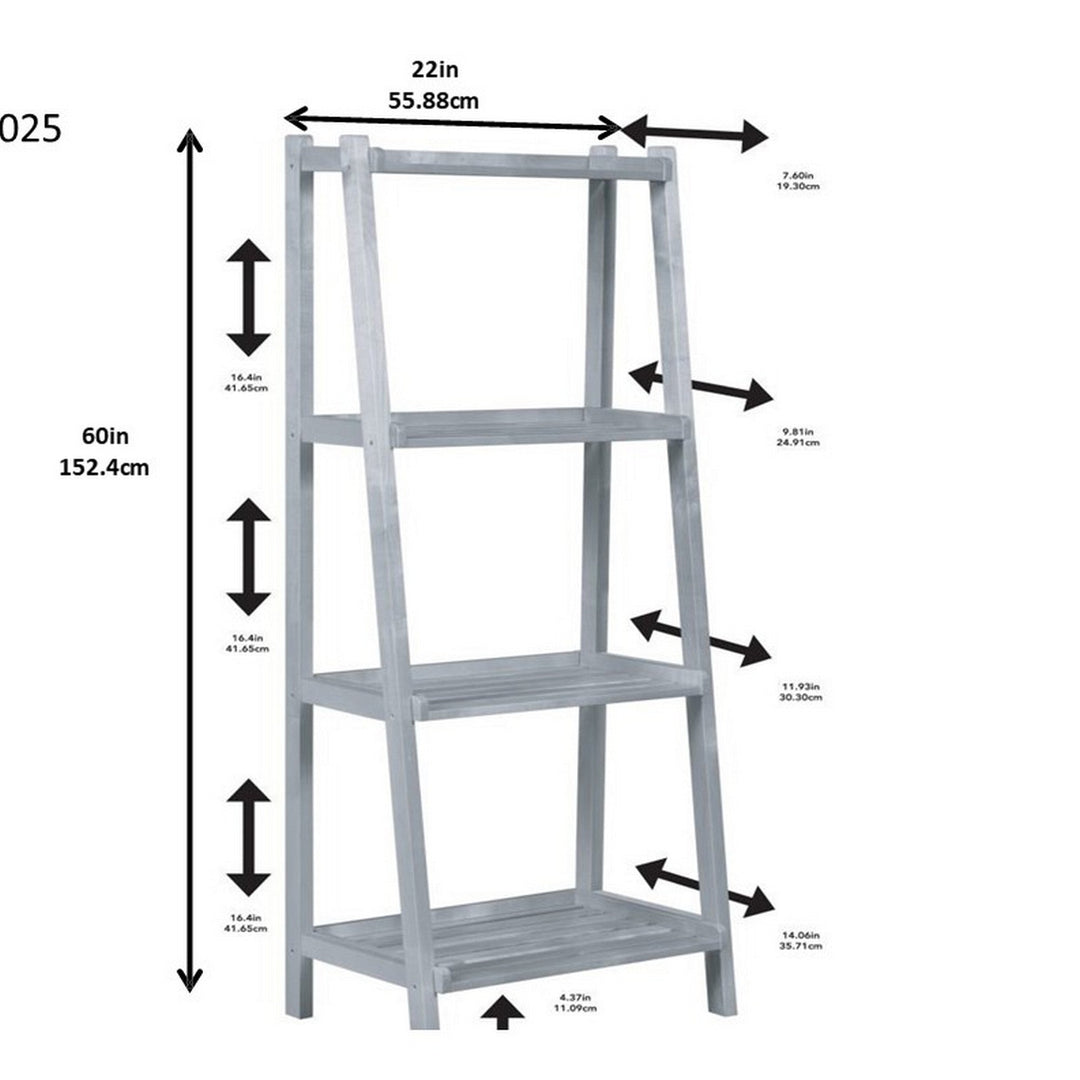 60" Ladder Bookcase With 4 Shelves In White Image 5