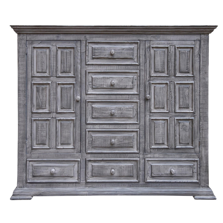 64" Gray Solid Wood Seven Drawer Gentlemans Chest Image 1