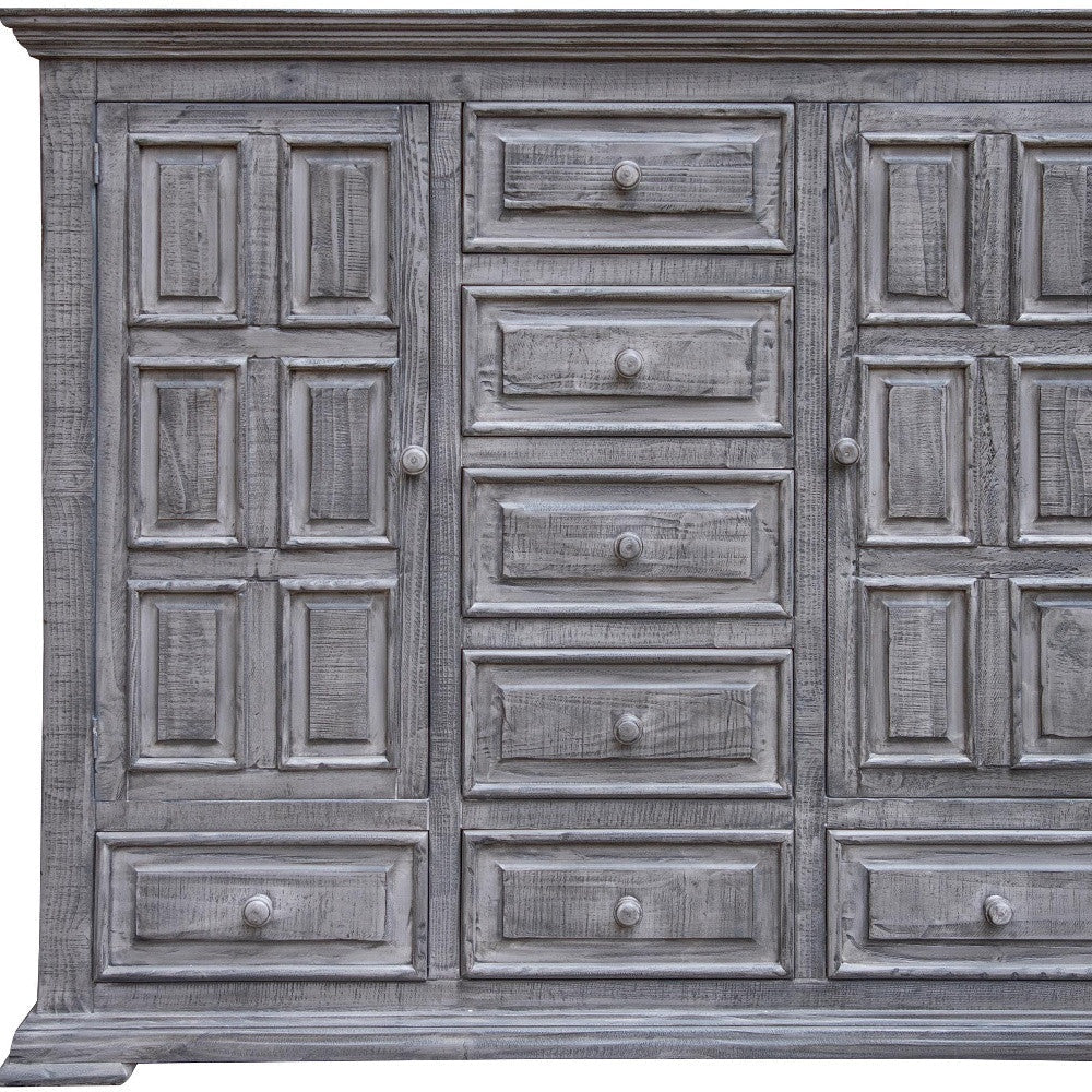 64" Gray Solid Wood Seven Drawer Gentlemans Chest Image 3