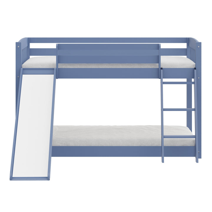 Blue Twin over Twin Solid Wood Bunk Bed With Slide and Ladder Image 3