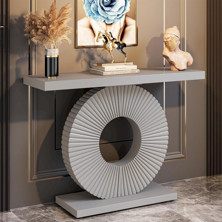 Tribesigns Modern Console Table 40" Wood Grey Entryway Sofa Accent Table Image 1