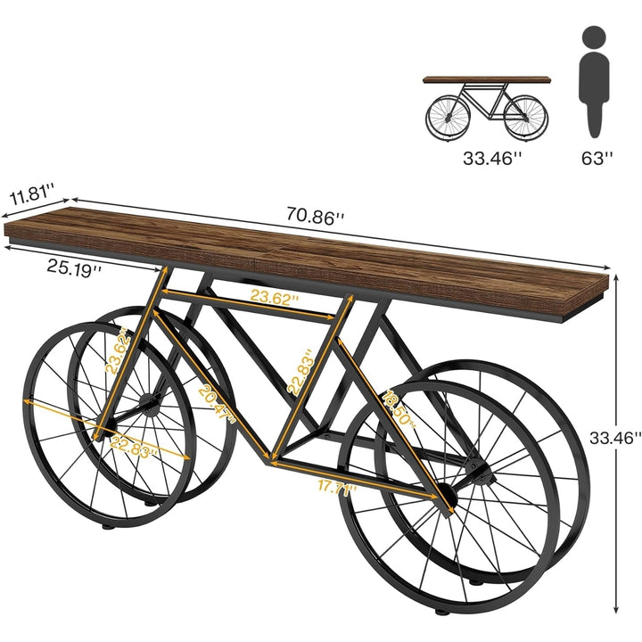 Tribesigns 70.9 Inch Console Table Narrow Sofa Table Wooden Top Metal Base Image 6