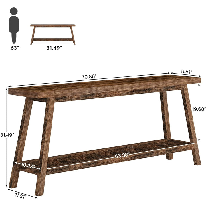 Tribesigns Farmhouse 70.9 Inches Console Entryway Table, Extra Long Console Table, 2-Tier Narrow Wood Foyer Sofa Couch Image 6