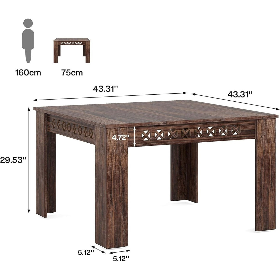 Tribesigns 43" Square Rustic Wood Dining Table Heavy Duty Legs Kitchen Table Image 6