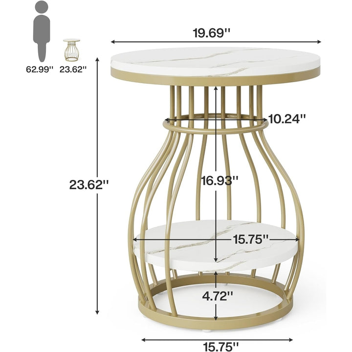 Tribesigns Round End Table with Storage Shelf, 2-Tier Modern Side Table,Side Accent Table, Nightstand for Living Room Image 6