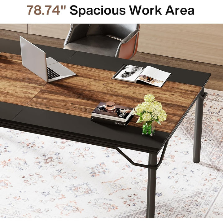 Tribesigns 78.7 Inch Computer Desk Modern Black Rustic Large Office Workstation Image 5