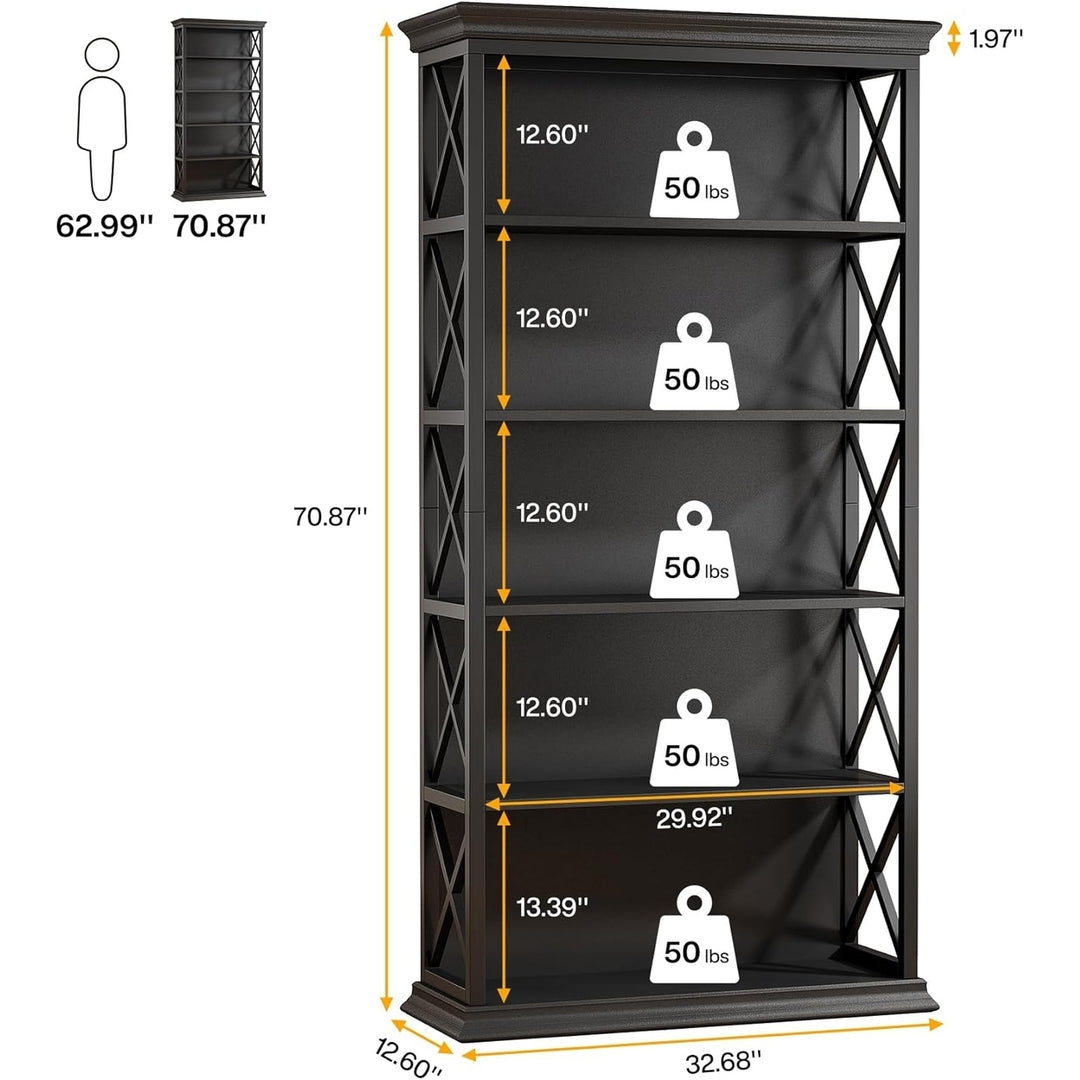 Tribesigns 6-Tier Industrial Bookcase, 71 Inches Bookshelves and Bookcases, Floor Standing 5 Shelf Display Storage Image 6