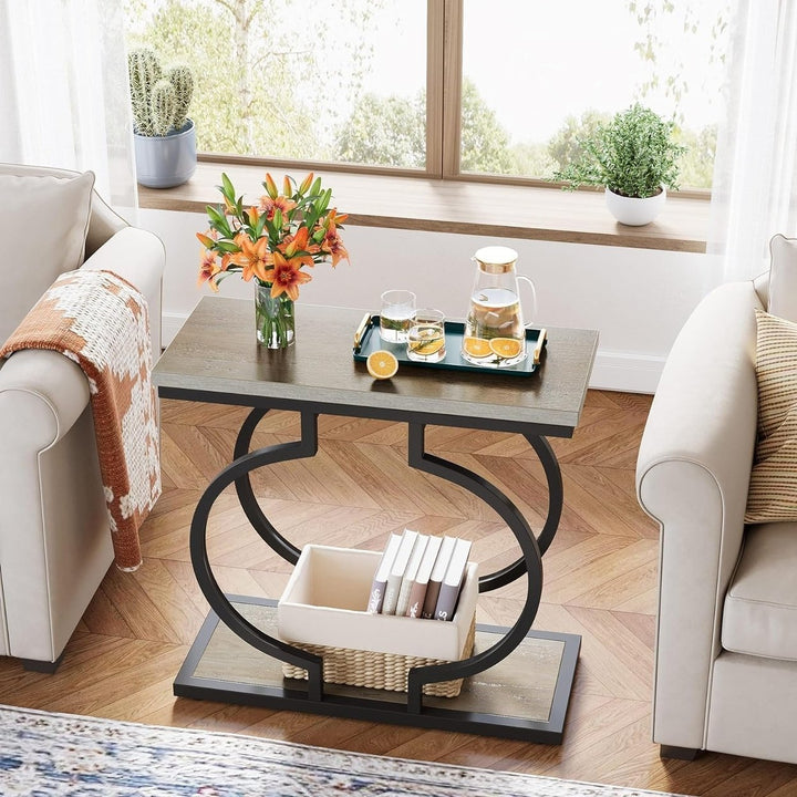 Tribesigns End Table,Wood Sofa Side Table, 2 Tiers End Table, Side Table with Storage Shelve for Living Room Image 2