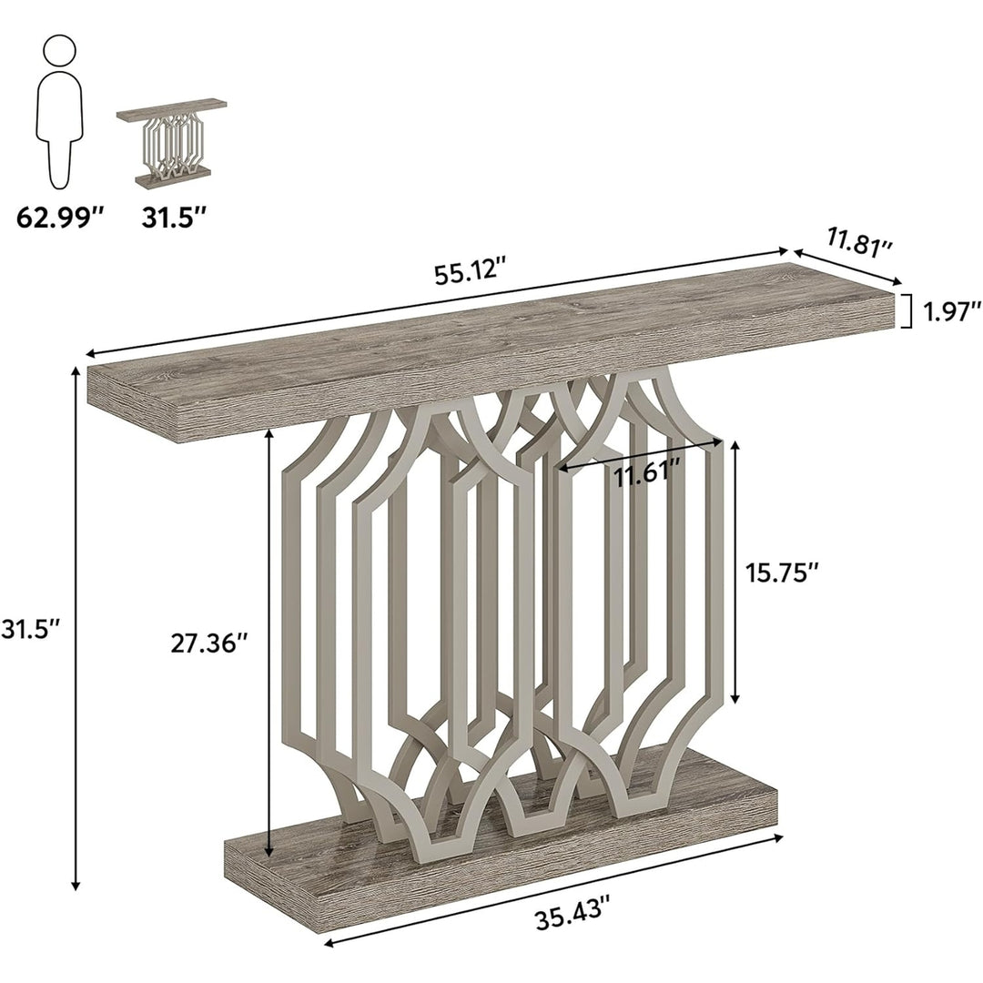 Tribesigns 55 Inches Console Table, Farmhouse Entryway Hallway Table with Geometric Metal Legs, Retro Vintage Foyer Image 6