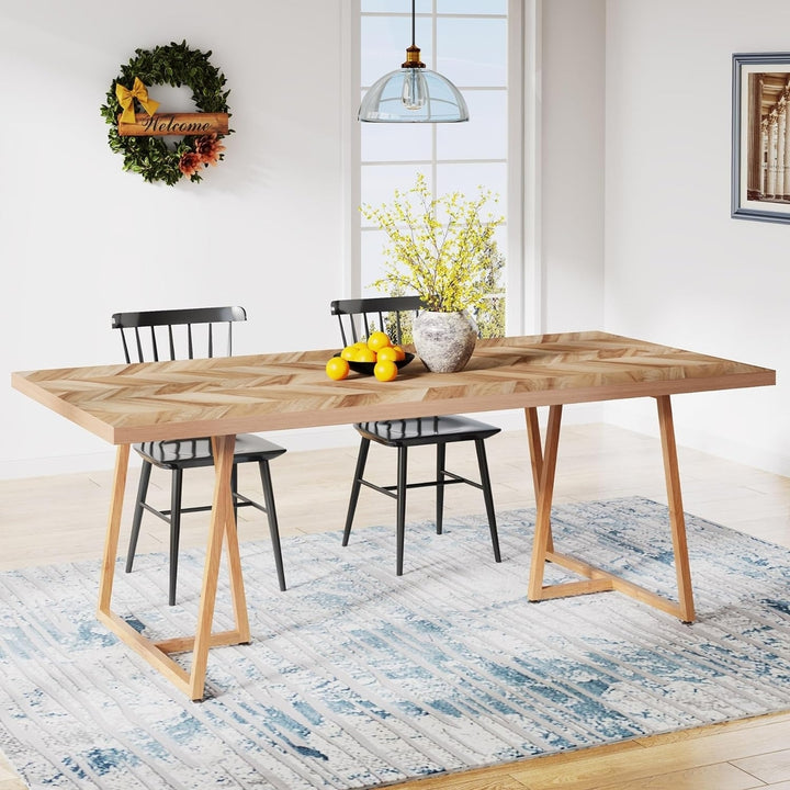 Tribesigns Industrial Farmhouse Dining Table 70.9 inch Wood for 6-8 People Image 1