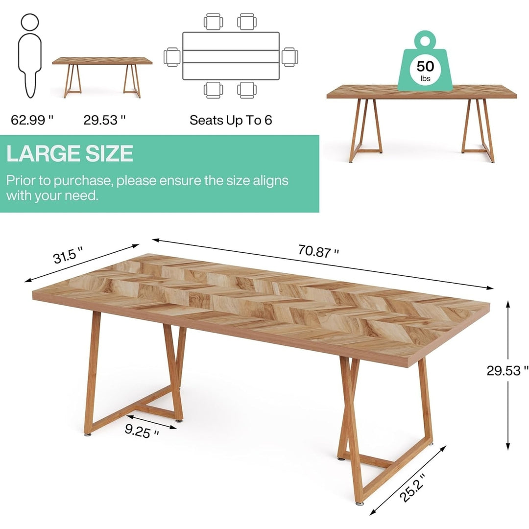 Tribesigns Industrial Farmhouse Dining Table 70.9 inch Wood for 6-8 People Image 6