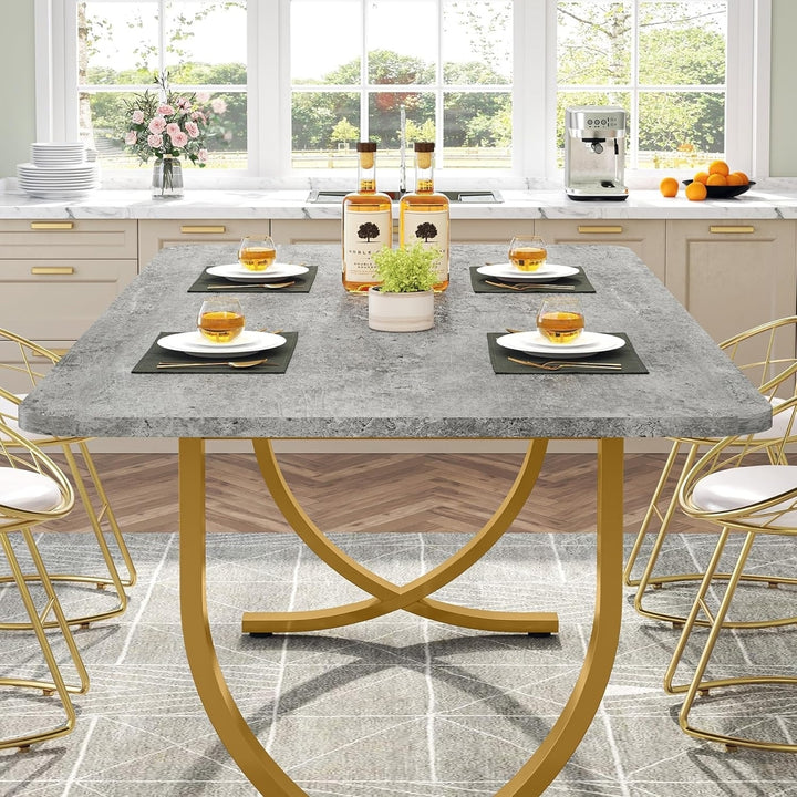 Tribesigns Rectangular Dining Table for 4 to 6, 63 Inch Modern Kitchen Table with Faux Marble Table Top and Metal Legs Image 5