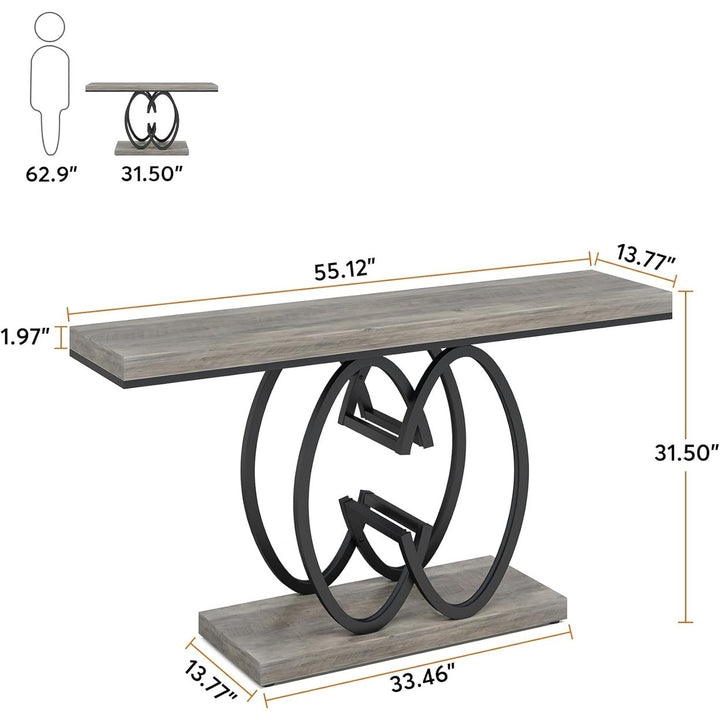 Tribesigns 55 Inch Gold Modern Sofa Table Faux Marble Accent Entryway Table Image 6