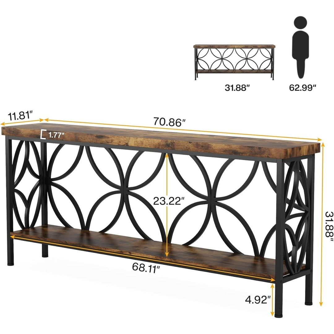 Tribesigns 70.9 Inch Narrow Sofa Table Industrial Console Table with Storage Image 6