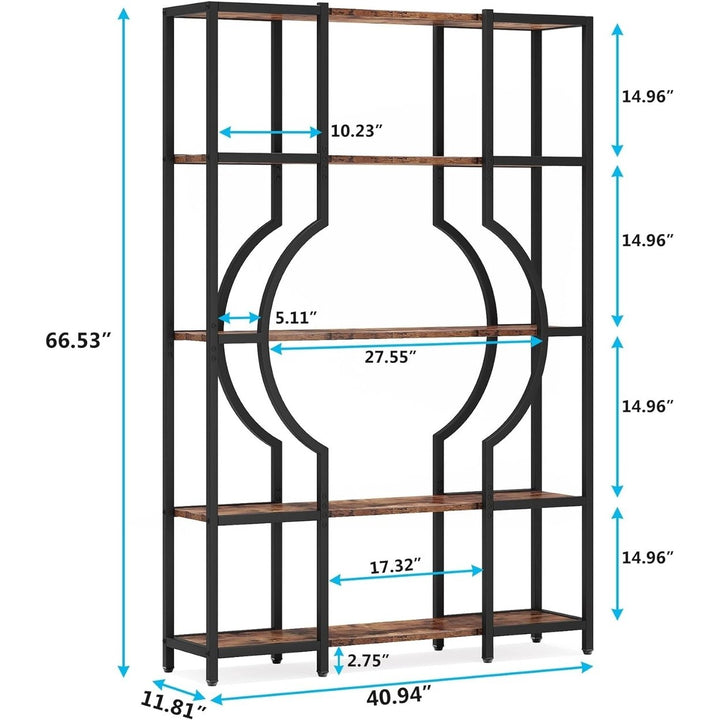 Tribesigns 5-Tier Vintage Bookshelf Wooden Bookcase with Metal Frame 12 Shelves Image 6