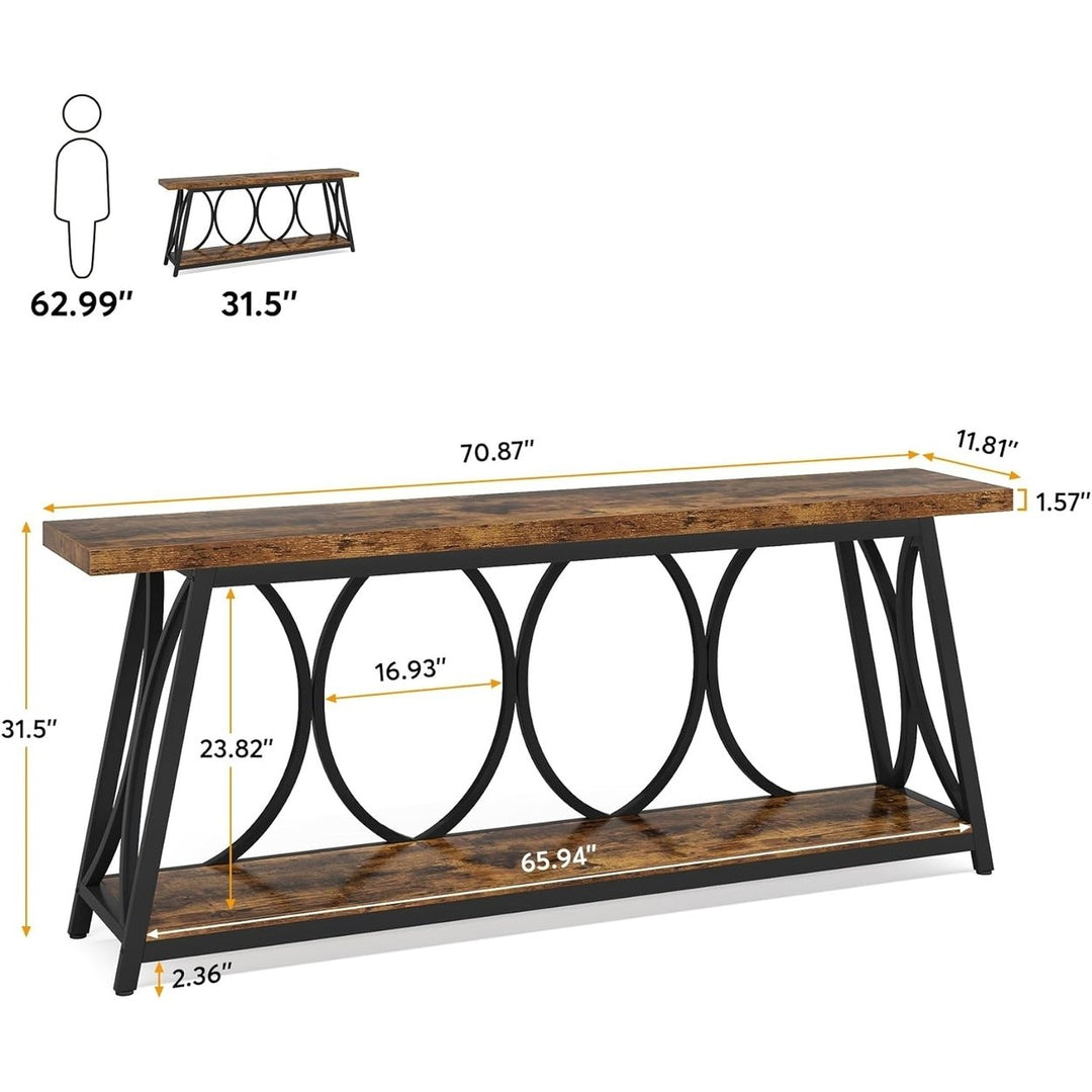 Tribesigns 70.9 Inch Console Table Industrial Sofa Table with Storage Shelves Image 6