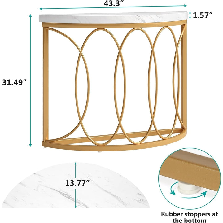 Tribesigns Half Moon Gold Console Table, 43 Inch Modern Faux Marble Entryway Table, Narrow Semi Circle Sofa Accent Table Image 6