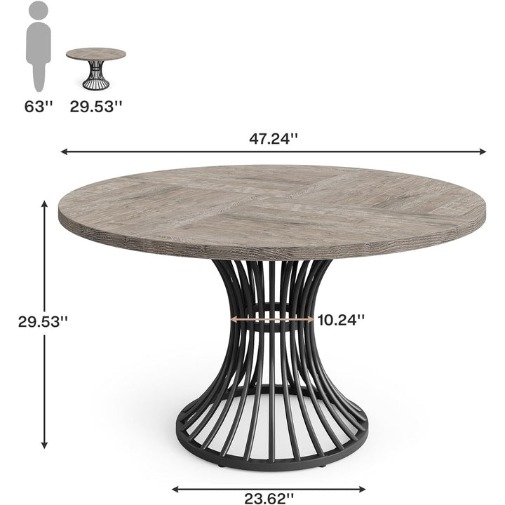 Tribesigns 47 Inch Round Dining Table for 4-6 People Metal Base Farmhouse Style Image 6