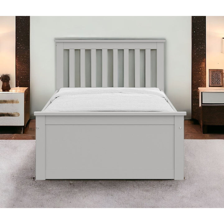 White Solid Wood Twin Bed With Pull Out Trundle Image 5