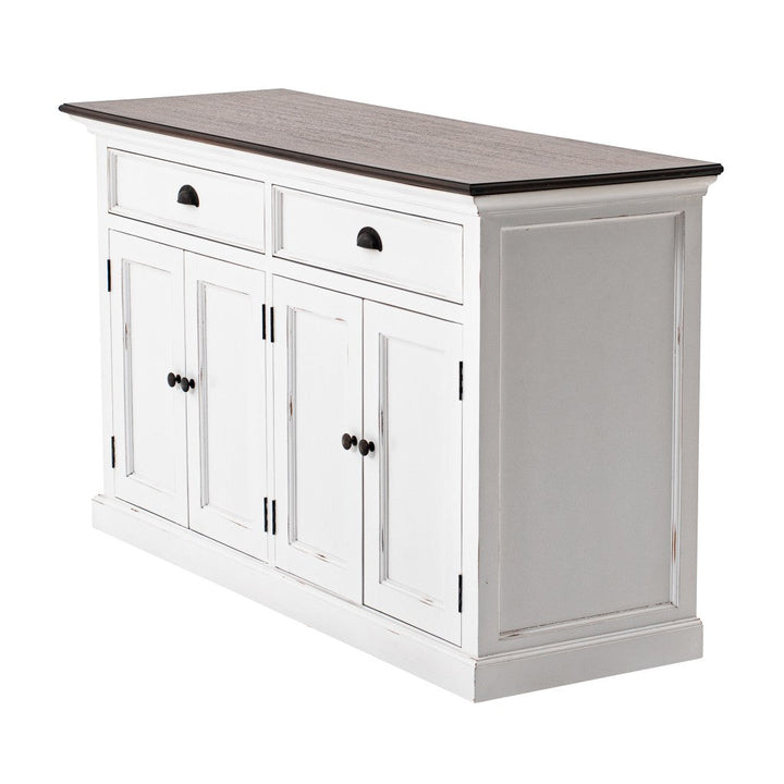 Modern Farmhouse Brown And White Buffet Server Image 2