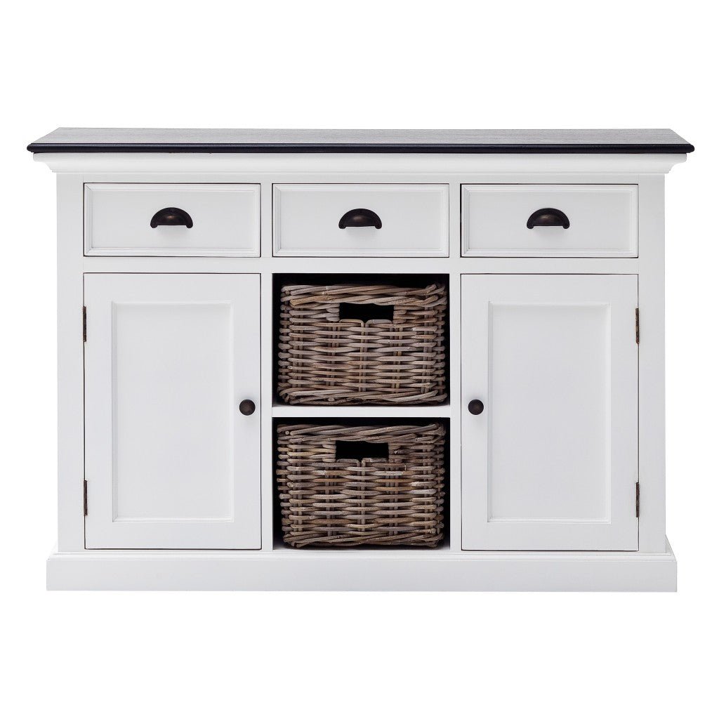 Modern Farmhouse Black And White Large Accent Cabinet Image 5