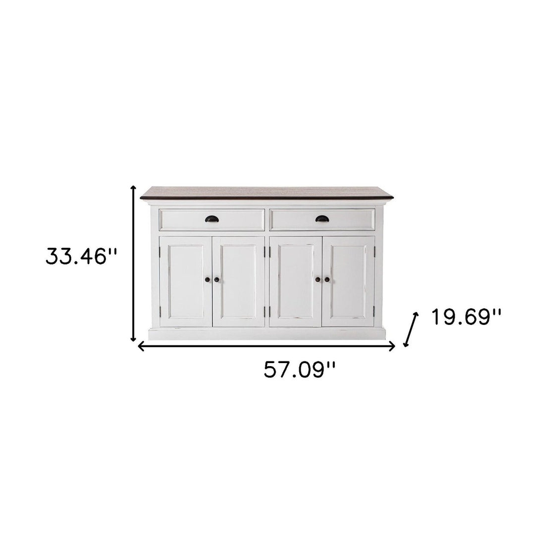 Modern Farmhouse Brown And White Buffet Server Image 6