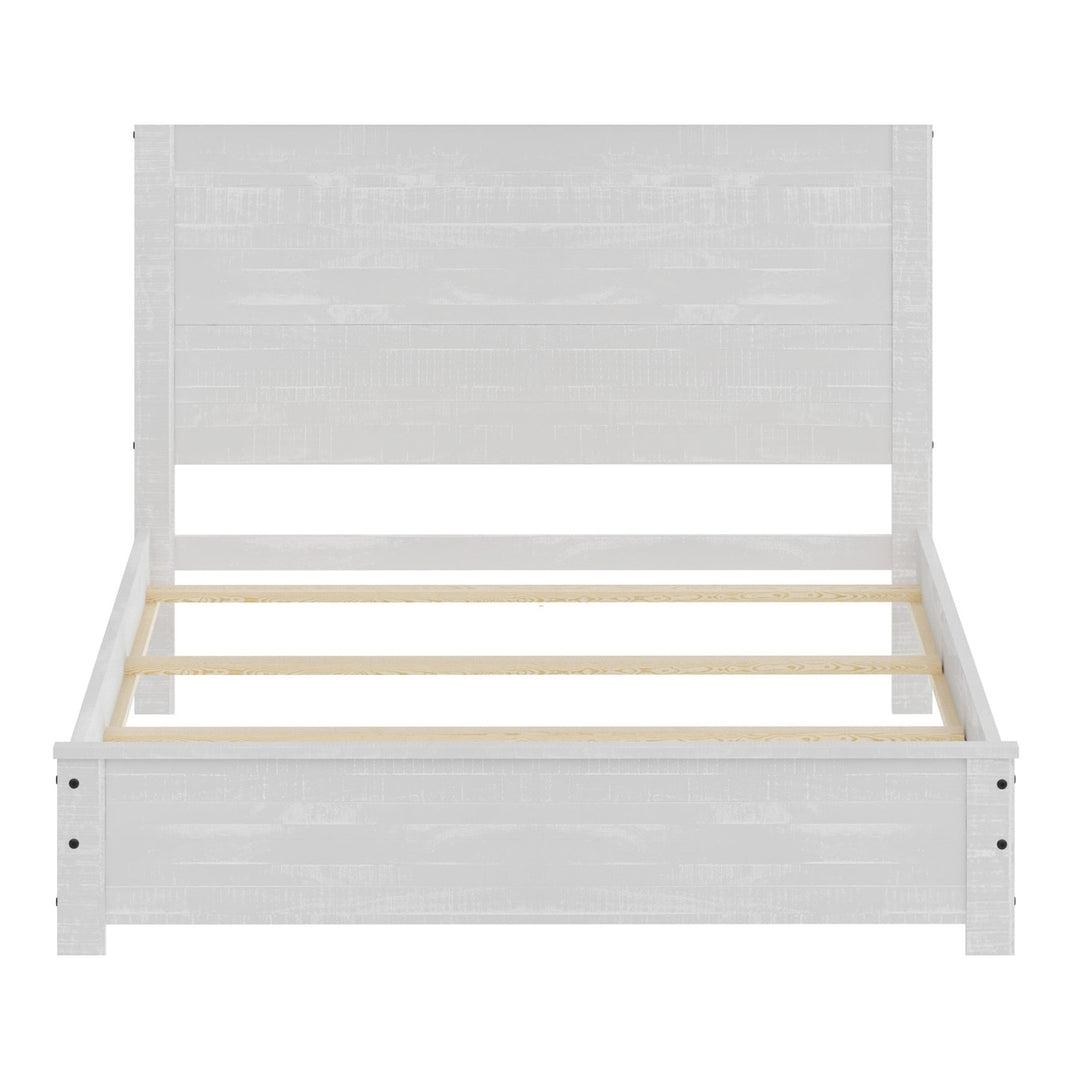 White Solid Wood Twin Bed Frame Image 1