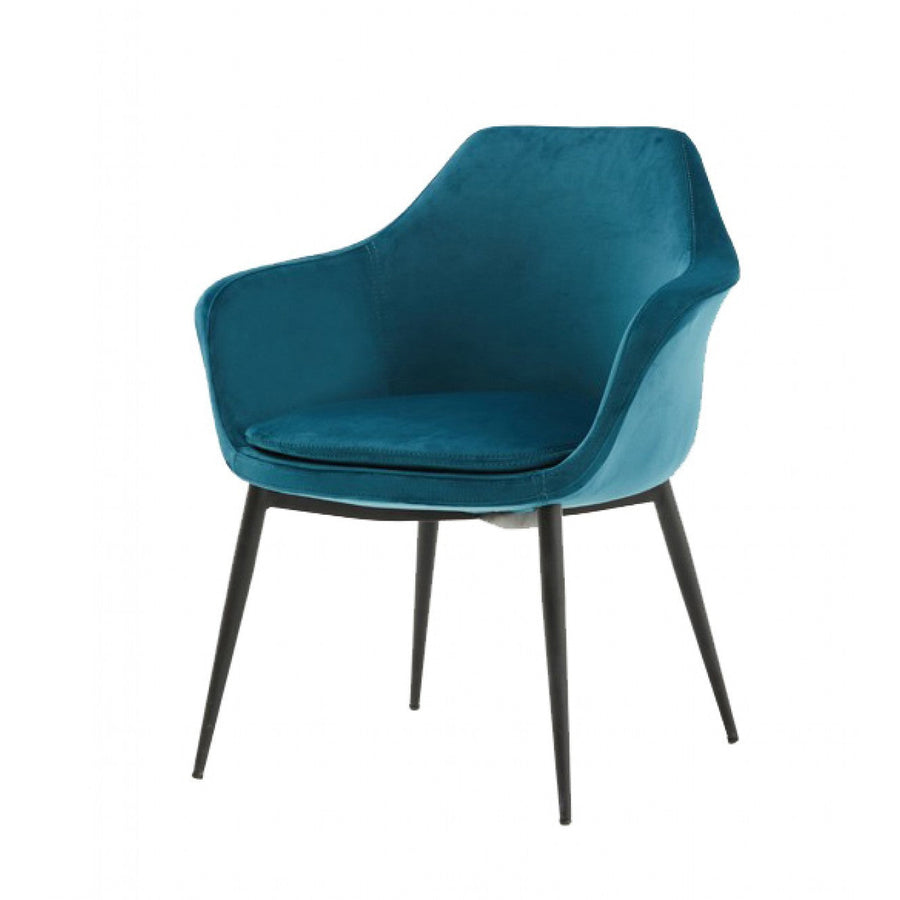 Teal and Black Velvet Dining or Side Chair Image 1
