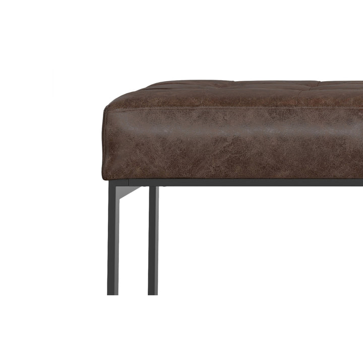 Penelope Leather Ottoman Bench Brown 56 inch Multi-Functional Entryway Seating Image 2