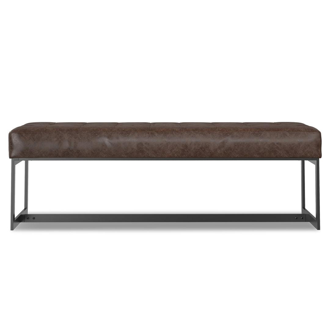 Penelope Leather Ottoman Bench Brown 56 inch Multi-Functional Entryway Seating Image 4