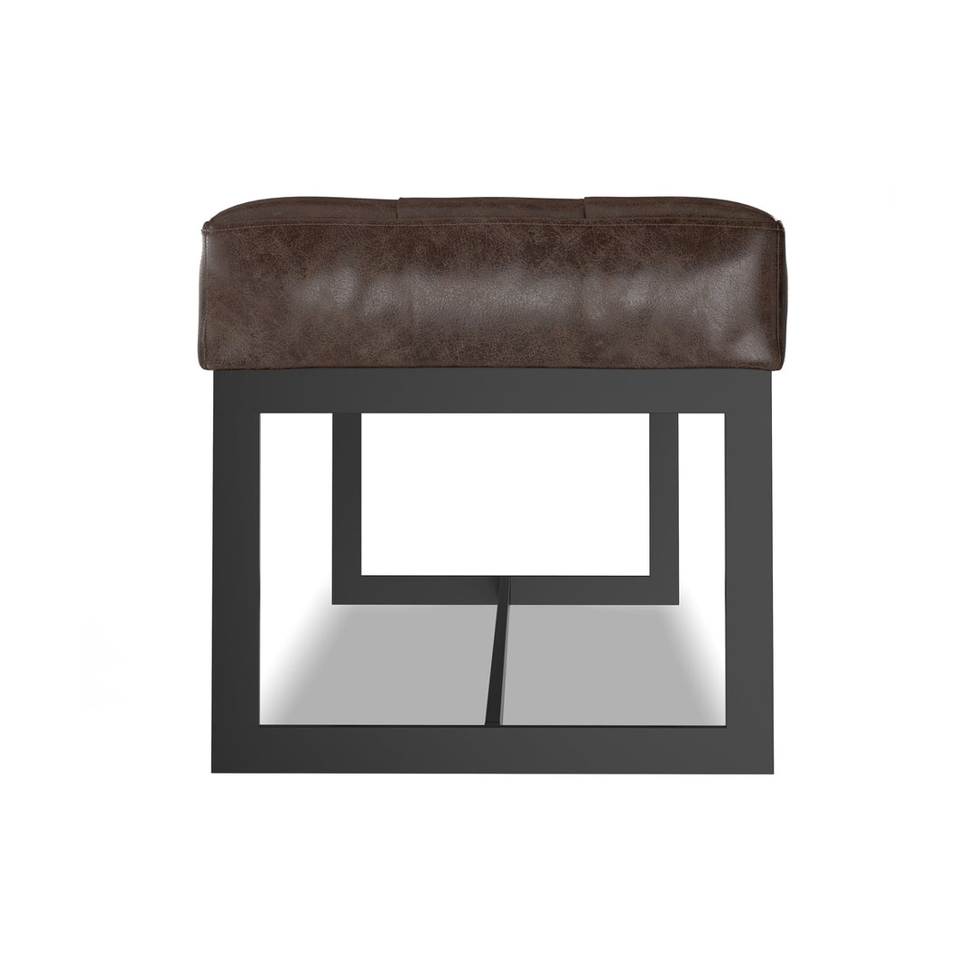 Penelope Leather Ottoman Bench Brown 56 inch Multi-Functional Entryway Seating Image 6