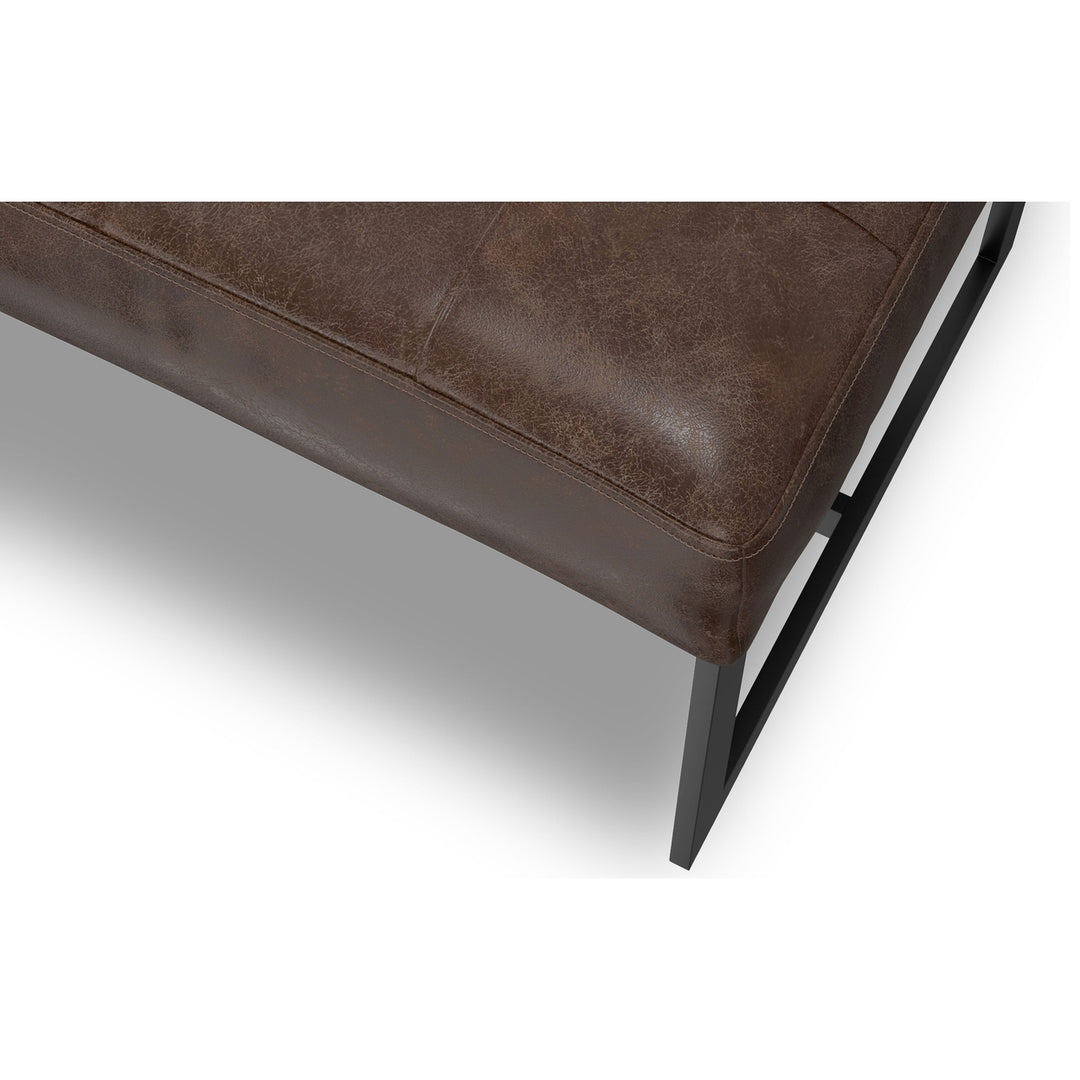 Penelope Leather Ottoman Bench Brown 56 inch Multi-Functional Entryway Seating Image 10