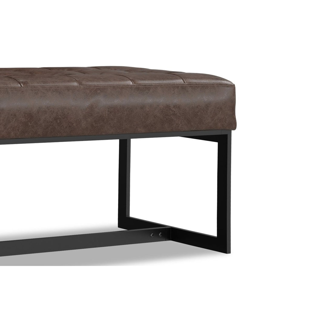 Penelope Leather Ottoman Bench Brown 56 inch Multi-Functional Entryway Seating Image 11