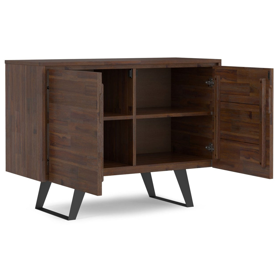 Lowry 2 Door Sideboard Buffet Acacia Hardwood Modern Industrial Charcoal Brown Image 5