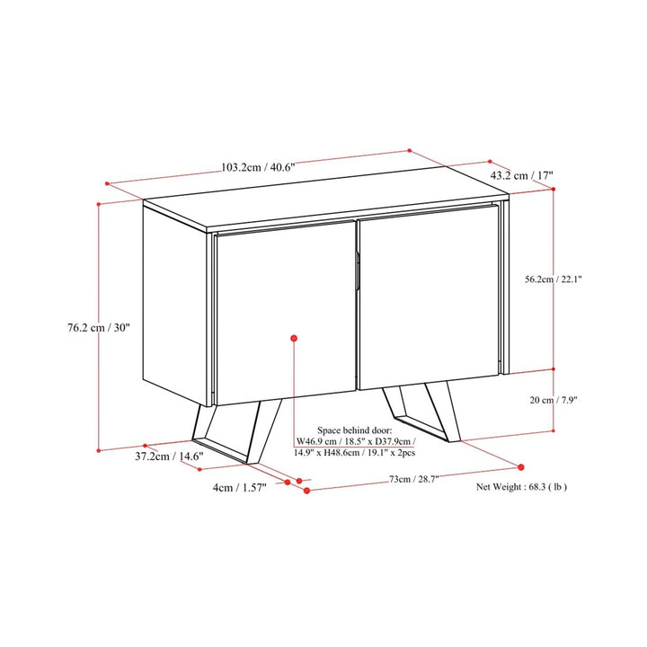 Lowry 2 Door Sideboard Buffet Acacia Hardwood Modern Industrial Charcoal Brown Image 8